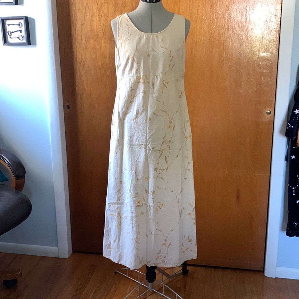 Liz Claiborne neutral floral linen dress 6